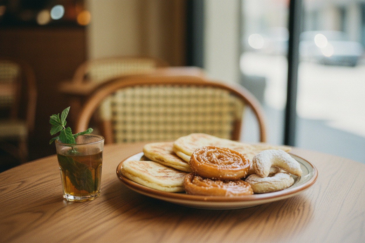 Pâtisseries marocaines et thé à la menthe